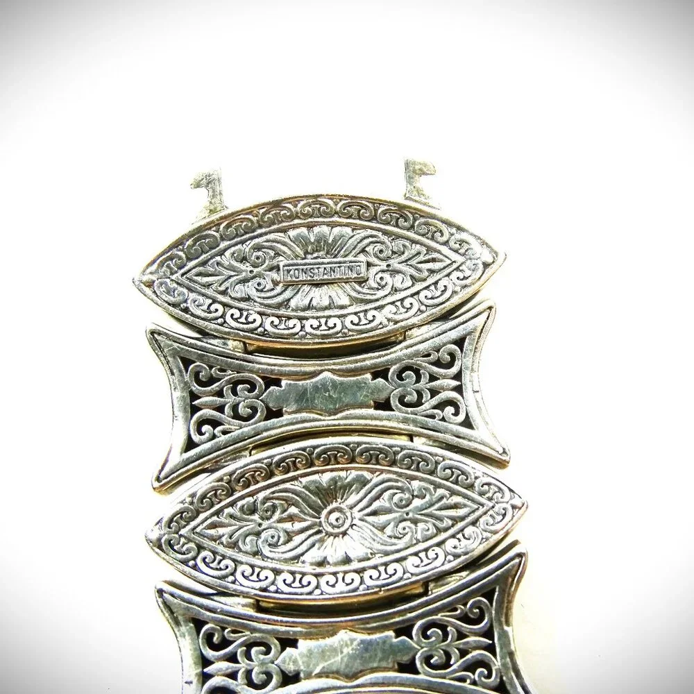 KONSTANTINO Sterling Silver Faceted Prasiolite Wide Link Bracelet 121 Grams - Picture 9 of 13